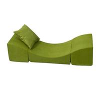 My Velinda Pouf dépliant Fauteuil 3 en 1 – pouf, chaise longue, table pour enfants Vert