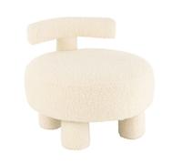 Pouf Design avec Dossier ""Bouclette"" 52cm Blanc