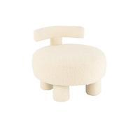 Pouf Design avec Dossier ""Bouclette"" 52cm Blanc