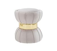 Pouf Design en Velours "Flower" 44cm Gris & Or