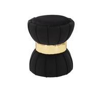 Pouf Design en Velours "Flower" 44cm Noir & Or