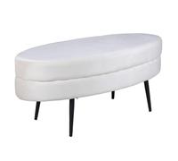 Pouf Design en Velours "Otto" 100cm Blanc Cassé
