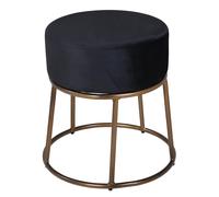 Pouf Design en Velours "Petra" 46cm Noir & Cuivre
