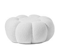 Pouf Design Fleur Bouclette 61cm Blanc