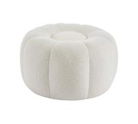 Pouf design fleur en tissu bouclette blanc DELPODA