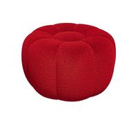 Pouf design fleur en tissu bouclette rouge DELPODA