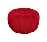 Pouf design fleur en tissu bouclette rouge DELPODA