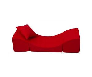 Pouf Dpliant, Fauteuil 3 En 1: Pouf, Chaise Longue, Table Pour Enfants Rouge