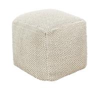 Pouf en Coton Beige Assise Supplémentaire de Salon Repose-Pieds Glamour Joara