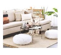Pouf en coton blanc - BELIANI - OULAD - Style Scandinave Moderne - Diamètre 50 cm