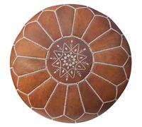 Pouf en cuir marocain, couleur marron clair
