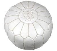 Pouf en cuir Ottoman 54 x 34 cm Blanc rembourré Pouf en cuir Pouf Ottoman Pouf
