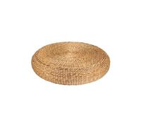 Pouf en jacinthe d'eau tresse coloris naturel - Diametre 55 x Hauteur 14 cm--