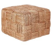 Pouf en Jute Beige 50x50cm Remplissage à Billes Polystyrène Design Moderne Hosri