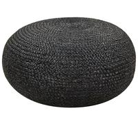 Pouf en Jute Noir Assise Supplémentaire de Salon Repose-Pieds Glamour Tifelt