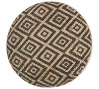 Pouf en Jute Tissé Main, Noir 45x30 cm, Repose-Pieds Rembourré EPS | Fait main, fibres naturelles, billes EPS confort, style bohème, polyvalent