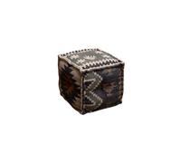 Pouf en laine multicolore, à motifs, fixe, cube, structure robuste - Chehoma, Kilim - 40x40x40 cm