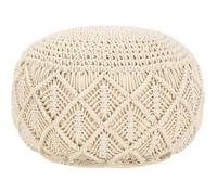 vidaXL Pouf Fait Main, 45x30 cm, Coton avec Billes EPS, Design Tressé en Jute, Rond, Repose-Pieds pour Salon, Élément Décoratif, Décoration Maison