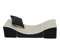 Velinda Pouf dépliant, Fauteuil 3 en 1: Pouf, Chaise Longue, Table pour Enfants (Couleur: Beige-Gris)