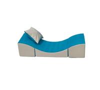Velinda Pouf dépliant, Fauteuil 3 en 1: Pouf, Chaise Longue, Table pour Enfants (Couleur: Bleu-Beige)
