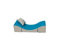 Velinda Pouf dépliant, Fauteuil 3 en 1: Pouf, Chaise Longue, Table pour Enfants (Couleur: Bleu-Beige)