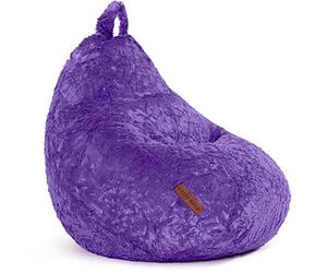 Pouf en peluche vert éclat 45 x 45 x 60 cm - Coussin d'assise doux et lavable - Rembourrage en perles EPS 120 l - Lounge Chair - Violet