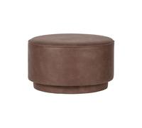 Pouf en simili cuir marron, fixe, rond, structure pin et aggloméré - VT wonen, Coffee - Ø60x36 cm