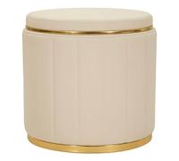Pouf en similicuir crème avec rangement, ø 46,5 x 44 cm