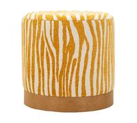 Pouf en tissu blanc et moutarde, ø 40x40 cm