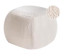 Pouf en Tissu Bouclé Rond Meuble de Chambre Salon Blanc Cassé Barron