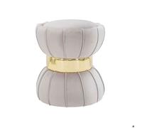 Mauro Ferretti - Pouf rond en tissu Flower - avec surpiqûres - 40 x 44 cm - Gris