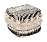 Pouf en Tissu Motif en Relief avec Pompons 45 x 45 cm - Atmosphera