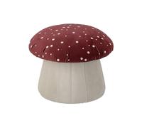 Pouf en tissu polyester rouge, rond, à motifs, fixe - Bloomingville, Lue - 37x37x30 cm