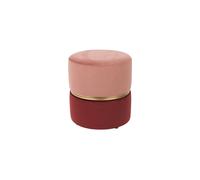 Pouf en tissu rose, rond, uni, fixe - White Label, Bubbly - Ø35x39 cm