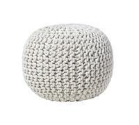 Pouf en tricot rond Blanc cassé