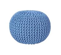 Pouf en tricot rond Bleu