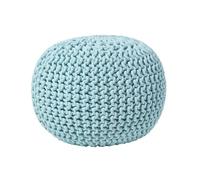 Pouf en tricot Rond Coloris Bleu Pastel 35 x 40 cm