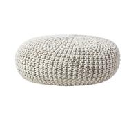 Pouf en tricot rond très grand - Coloris blanc cassé - 70 x 23 cm