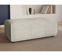 Pouf en velours côtelé beige AMELIA