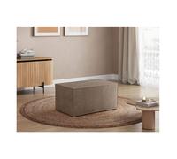 Pouf en velours côtelé CLARISSE - Taupe - L90 x P50 x H41cm - LOUNGITUDE