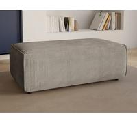 Pouf en velours côtelé taupe AMELIA