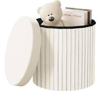 Pouf en velours et MDF avec espace de rangement, pouf ottoman avec couvercle, gris clair