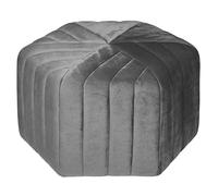 Atmosphera - Pouf SEIS - Velours - Gris H30 cm