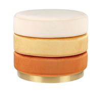Pouf en Velours Orange Assise Supplémentaire de Salon Repose-Pieds Glamour Louin
