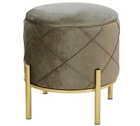Pouf en velours raumhirsch modèle SAVANA, avec espace de rangement et pieds dorés. Forme ronde, style moderne