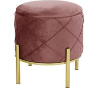 Pouf en velours raumhirsch modèle SAVANA, avec espace de rangement et pieds dorés. Forme ronde, style moderne