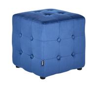 Pouf en Velours Repose-Pieds Tabouret Capitonné Cube Chambre à Coucher Salon Ble