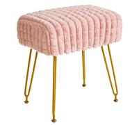 Pouf en velours vec pieds en acier doré – idéal pour une salle de maquillage ou une chambre