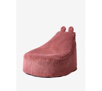 Pouf enfant en velours côtelé Ourson rose TU