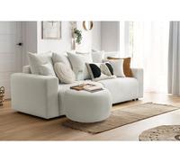 Pouf ENVY rond tissu bouclette doux blanc BOBOCHIC Blanc
